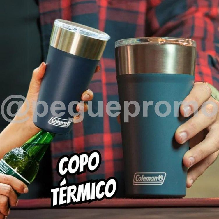 Copo Térmico De Cerveja 600 ml c/ Tampa Azul - Coleman